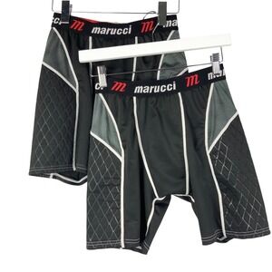 Marucci Black Padded Slider Shorts Medium Pull On Elastic Waistband Padded Thigh